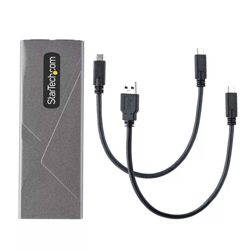 StarTech.com caixa USB-C 10 Gbit/s para M.2 NVMe ou M.2 SATA SSD – caixa externa de alumínio sem ferramentas para M.2 PCIe/SATA NGFF SSD – cabo host USB Type-C e Type-A – suporta 2230/2242/2260/2280