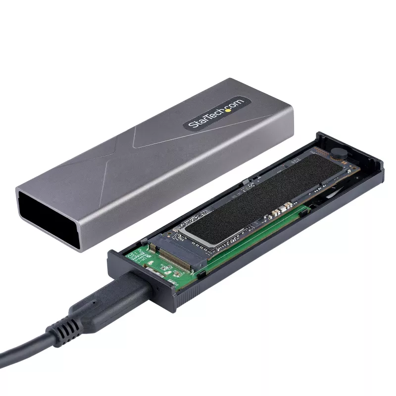 StarTech.com caixa USB-C 10 Gbit/s para M.2 NVMe ou M.2 SATA SSD – caixa externa de alumínio sem ferramentas para M.2 PCIe/SATA NGFF SSD – cabo host USB Type-C e Type-A – suporta 2230/2242/2260/2280