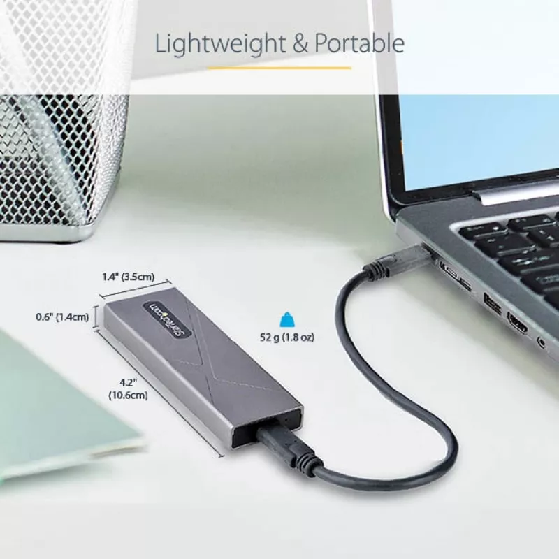 StarTech.com caixa USB-C 10 Gbit/s para M.2 NVMe ou M.2 SATA SSD – caixa externa de alumínio sem ferramentas para M.2 PCIe/SATA NGFF SSD – cabo host USB Type-C e Type-A – suporta 2230/2242/2260/2280
