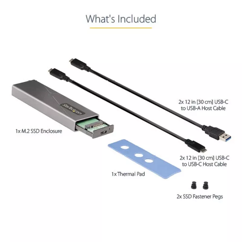 StarTech.com caixa USB-C 10 Gbit/s para M.2 NVMe ou M.2 SATA SSD – caixa externa de alumínio sem ferramentas para M.2 PCIe/SATA NGFF SSD – cabo host USB Type-C e Type-A – suporta 2230/2242/2260/2280