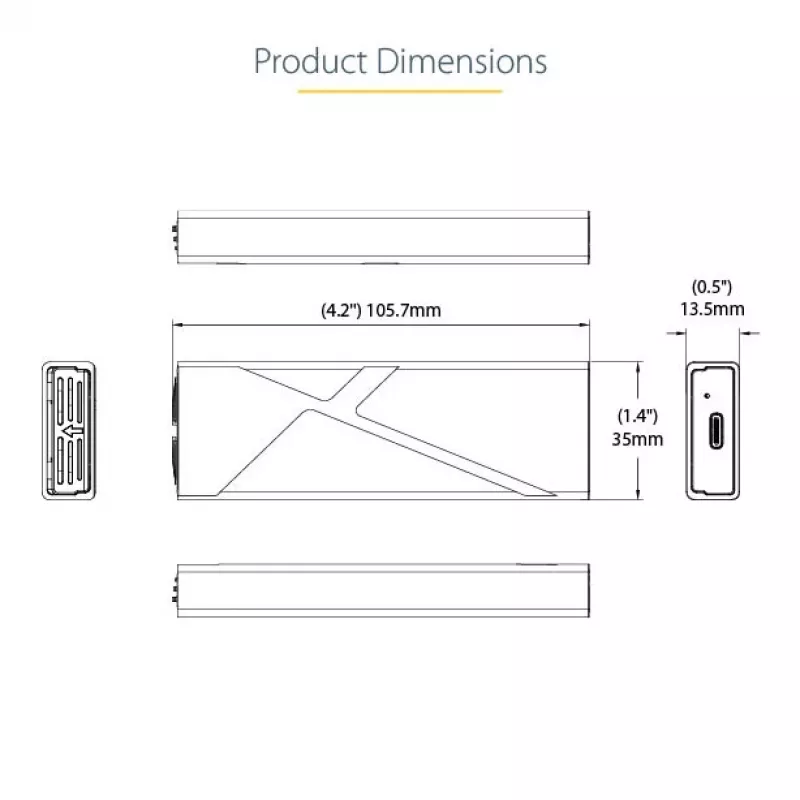 StarTech.com caixa USB-C 10 Gbit/s para M.2 NVMe ou M.2 SATA SSD – caixa externa de alumínio sem ferramentas para M.2 PCIe/SATA NGFF SSD – cabo host USB Type-C e Type-A – suporta 2230/2242/2260/2280