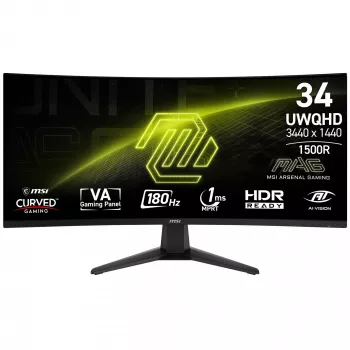 Monitor de computador MSI MAG 346CQ 86,4 cm (34 polegadas) 3440 x 1440 píxeis UltraWide Dual Quad HD LCD preto