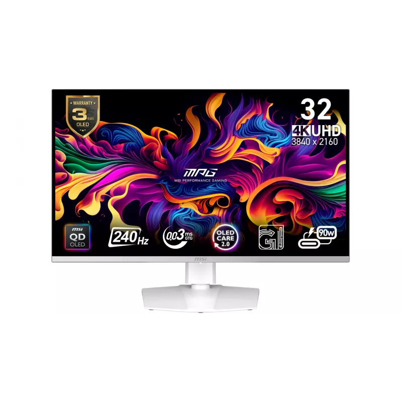 Monitor de computador MSI MPG 321URXW QD-OLED 80 cm (31,5 polegadas) 3840 x 2160 píxeis 4K Ultra HD branco