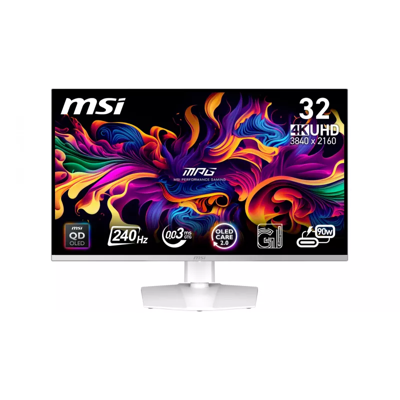 Monitor de computador MSI MPG 321URXW QD-OLED 80 cm (31,5 polegadas) 3840 x 2160 píxeis 4K Ultra HD branco