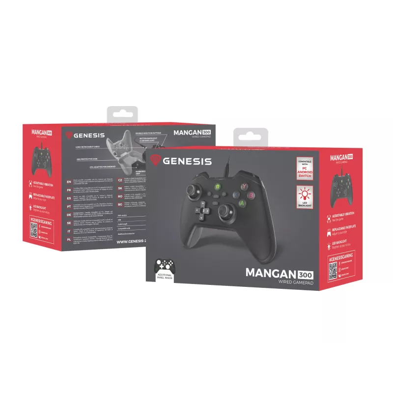 GENESIS Mangan 300 Preto USB Comando Analógico / Digital Android, Nintendo Switch, PC