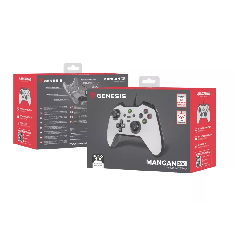 GENESIS Mangan 300 Branco USB Comando Analógico / Digital Android, Nintendo Switch, PC