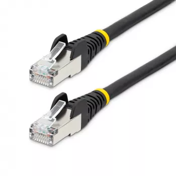 Cabo Ethernet StarTech.com 1m CAT6a – preto – Low Smoke Zero Halogen (LSZH) – 10GbE 500MHz 100W PoE++ Snagless RJ-45 com alívios de tensão S/FTP cabo de rede patch