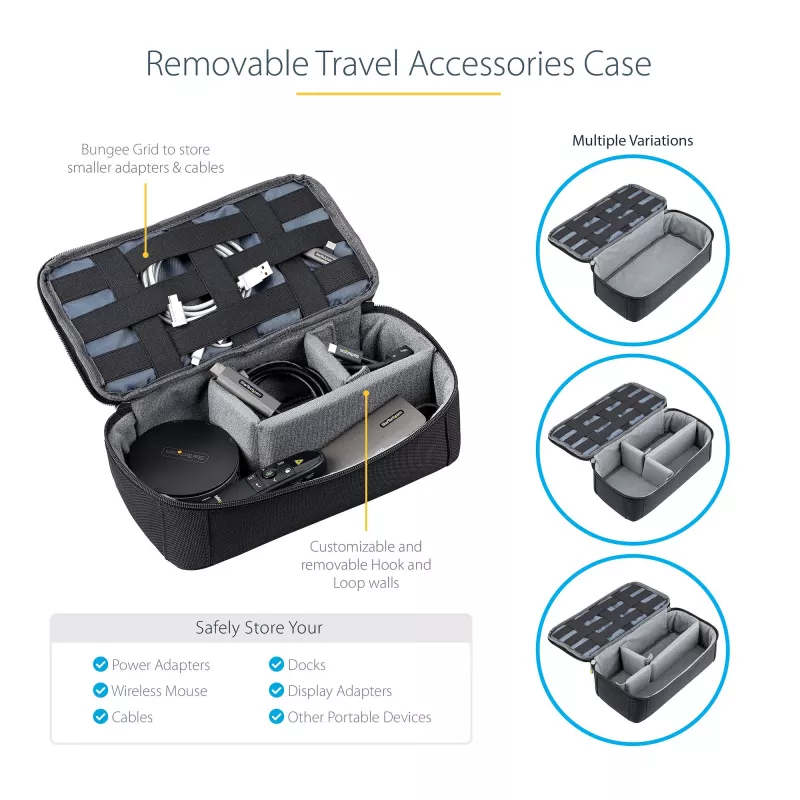 Mochila para portátil StarTech.com 15,6 polegadas com organizador de acessórios removível - Mochila profissional IT-Tech para trabalho/viagens/deslocações - Bolsa de computador ergonómica - Nylon balístico resistente - Compartimentos para portátil/tablet