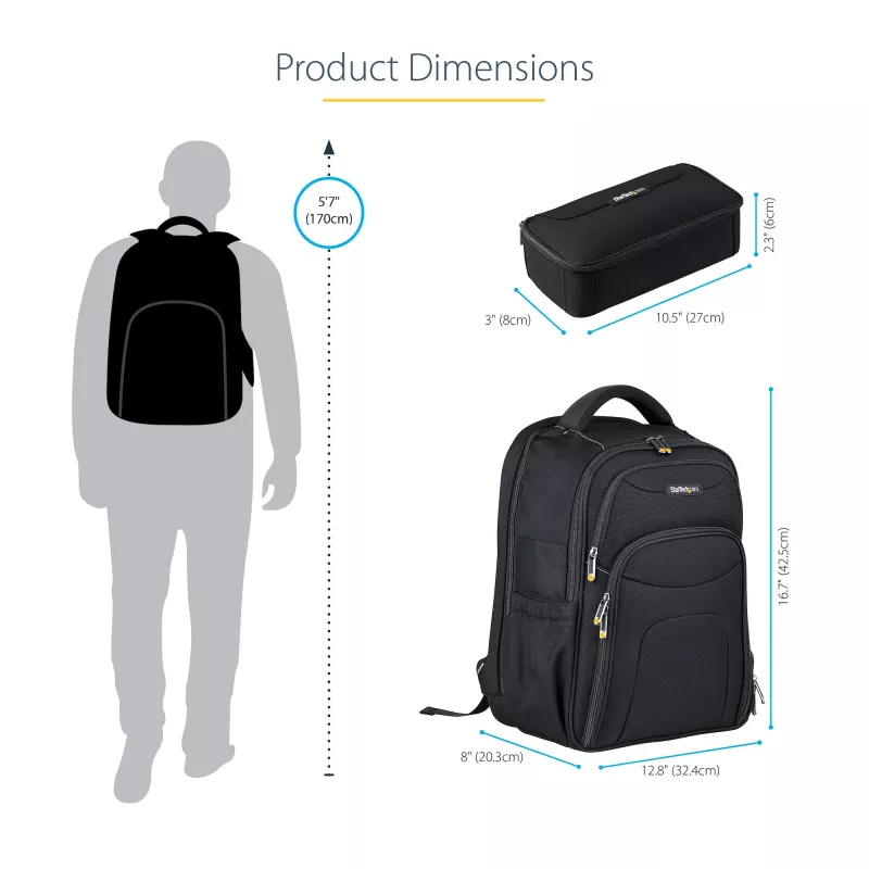 Mochila para portátil StarTech.com 15,6 polegadas com organizador de acessórios removível - Mochila profissional IT-Tech para trabalho/viagens/deslocações - Bolsa de computador ergonómica - Nylon balístico resistente - Compartimentos para portátil/tablet
