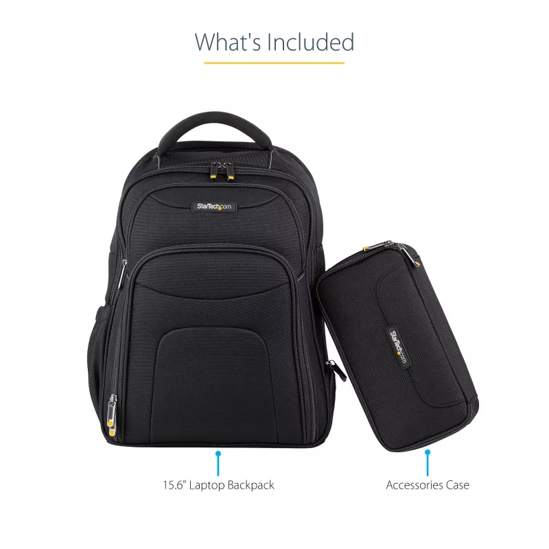 Mochila para portátil StarTech.com 15,6 polegadas com organizador de acessórios removível - Mochila profissional IT-Tech para trabalho/viagens/deslocações - Bolsa de computador ergonómica - Nylon balístico resistente - Compartimentos para portátil/tablet