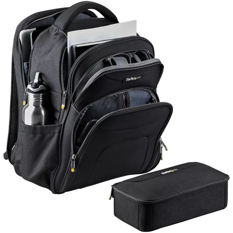 Mochila para portátil StarTech.com 17,3 polegadas com estojo organizador de acessórios removível – Mochila profissional IT-Tech para trabalho/viagens/deslocações – Bolsa de computador ergonómica – Nylon balístico robusto – Compartimentos para portátil/tablet