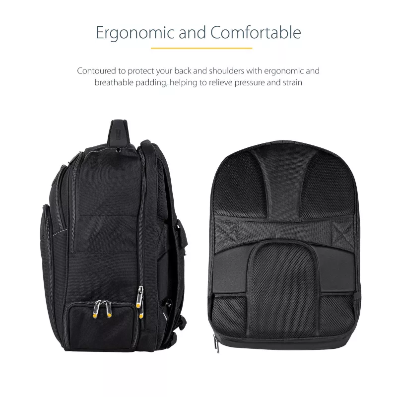 Mochila para portátil StarTech.com 17,3 polegadas com estojo organizador de acessórios removível – Mochila profissional IT-Tech para trabalho/viagens/deslocações – Bolsa de computador ergonómica – Nylon balístico robusto – Compartimentos para portátil/tablet