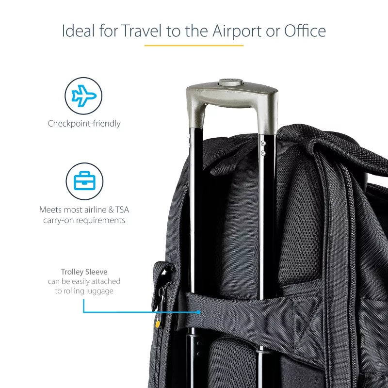 Mochila para portátil StarTech.com 17,3 polegadas com estojo organizador de acessórios removível – Mochila profissional IT-Tech para trabalho/viagens/deslocações – Bolsa de computador ergonómica – Nylon balístico robusto – Compartimentos para portátil/tablet