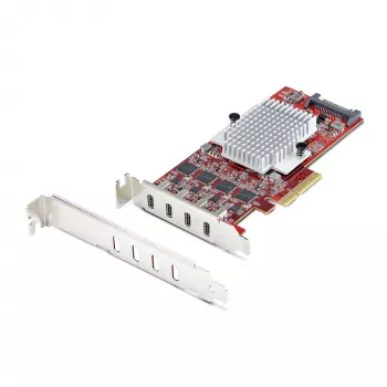 Placa PCIe USB Type-C StarTech.com de 4 portas, USB 3.2 10Gbps, placa de expansão USB-C PCI Express, 4x controladores USB independentes, Windows/Linux/macOS, compatível com TAA