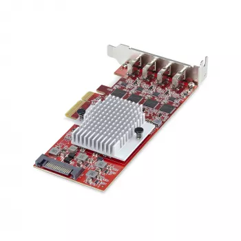 Placa PCIe USB Type-C StarTech.com de 4 portas, USB 3.2 10Gbps, placa de expansão USB-C PCI Express, 4x controladores USB independentes, Windows/Linux/macOS, compatível com TAA