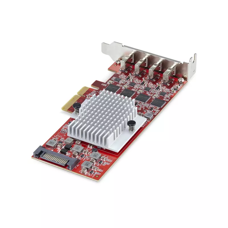 Placa PCIe USB Type-C StarTech.com de 4 portas, USB 3.2 10Gbps, placa de expansão USB-C PCI Express, 4x controladores USB independentes, Windows/Linux/macOS, compatível com TAA