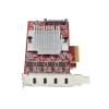 Placa PCIe USB Type-C StarTech.com de 4 portas, USB 3.2 10Gbps, placa de expansão USB-C PCI Express, 4x controladores USB independentes, Windows/Linux/macOS, compatível com TAA
