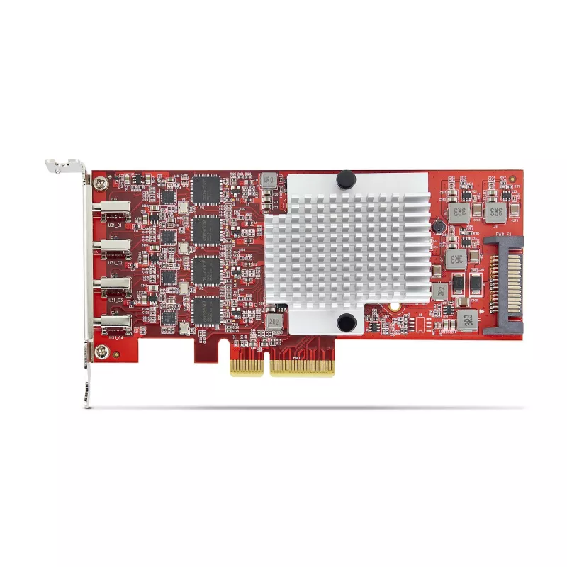 Placa PCIe USB Type-C StarTech.com de 4 portas, USB 3.2 10Gbps, placa de expansão USB-C PCI Express, 4x controladores USB independentes, Windows/Linux/macOS, compatível com TAA