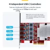 Placa PCIe USB Type-C StarTech.com de 4 portas, USB 3.2 10Gbps, placa de expansão USB-C PCI Express, 4x controladores USB independentes, Windows/Linux/macOS, compatível com TAA