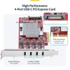 Placa PCIe USB Type-C StarTech.com de 4 portas, USB 3.2 10Gbps, placa de expansão USB-C PCI Express, 4x controladores USB independentes, Windows/Linux/macOS, compatível com TAA
