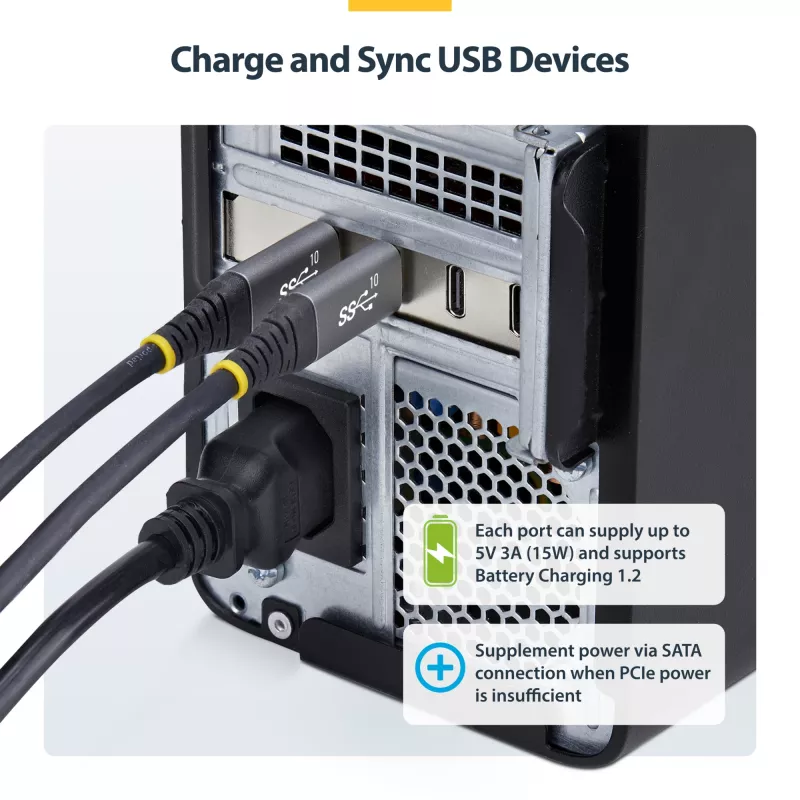 Placa PCIe USB Type-C StarTech.com de 4 portas, USB 3.2 10Gbps, placa de expansão USB-C PCI Express, 4x controladores USB independentes, Windows/Linux/macOS, compatível com TAA
