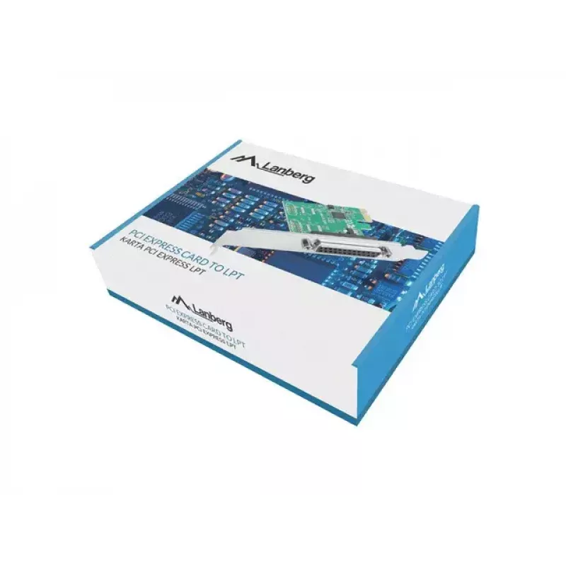 Lanberg PCE-LPT-001 placa PCIe com porta paralela LPT (DB25), suporte de perfil baixo