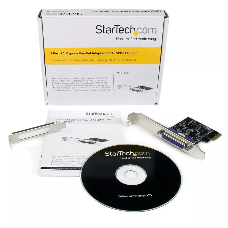 StarTech.com Placa PCIe paralela de 1 porta - Placa adaptadora PCI Express para paralela DB25 - Controlador LPT de expansão para desktop para impressora, scanner e plotter - SPP/ECP - Perfil standard/low profile