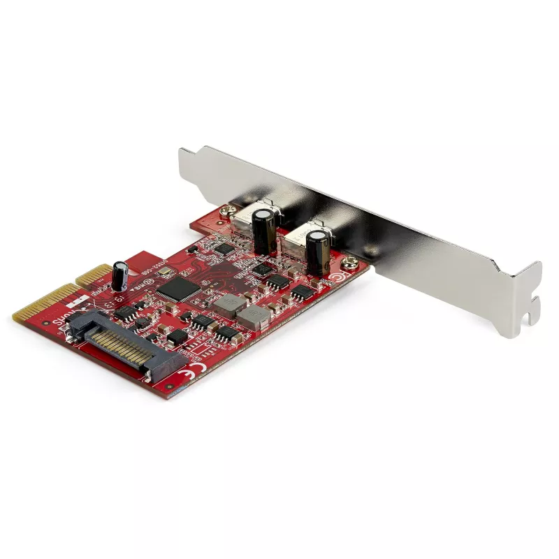 StarTech.com Placa PCIe USB 3.2 Gen 2 de 2 portas, placa controladora USB-C 10Gbps SuperSpeed PCI Express 3.0 x4, placa adaptadora USB Type-C, apenas dados, Windows/macOS/Linux, TAA