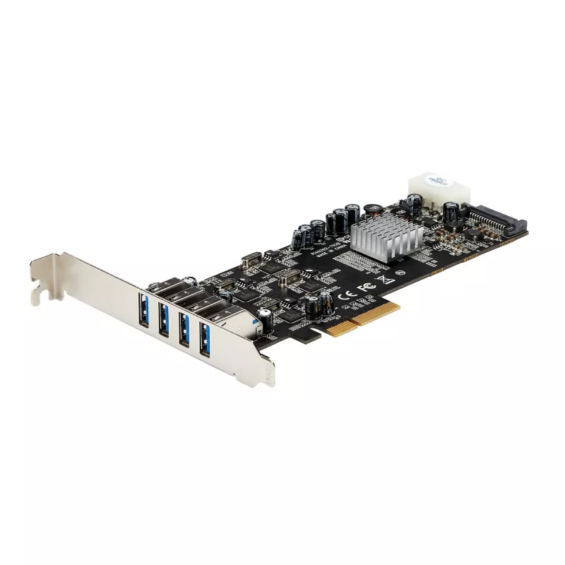 Placa PCIe StarTech.com com 4 portas USB 3.0 e 4 canais dedicados de 5 Gbps (USB 3.1 Gen 1) – UASP – alimentação SATA / LP4 – placa adaptadora PCI Express