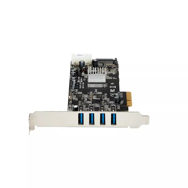 Placa PCIe StarTech.com com 4 portas USB 3.0 e 4 canais dedicados de 5 Gbps (USB 3.1 Gen 1) – UASP – alimentação SATA / LP4 – placa adaptadora PCI Express