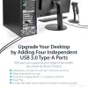 Placa PCIe StarTech.com com 4 portas USB 3.0 e 4 canais dedicados de 5 Gbps (USB 3.1 Gen 1) – UASP – alimentação SATA / LP4 – placa adaptadora PCI Express