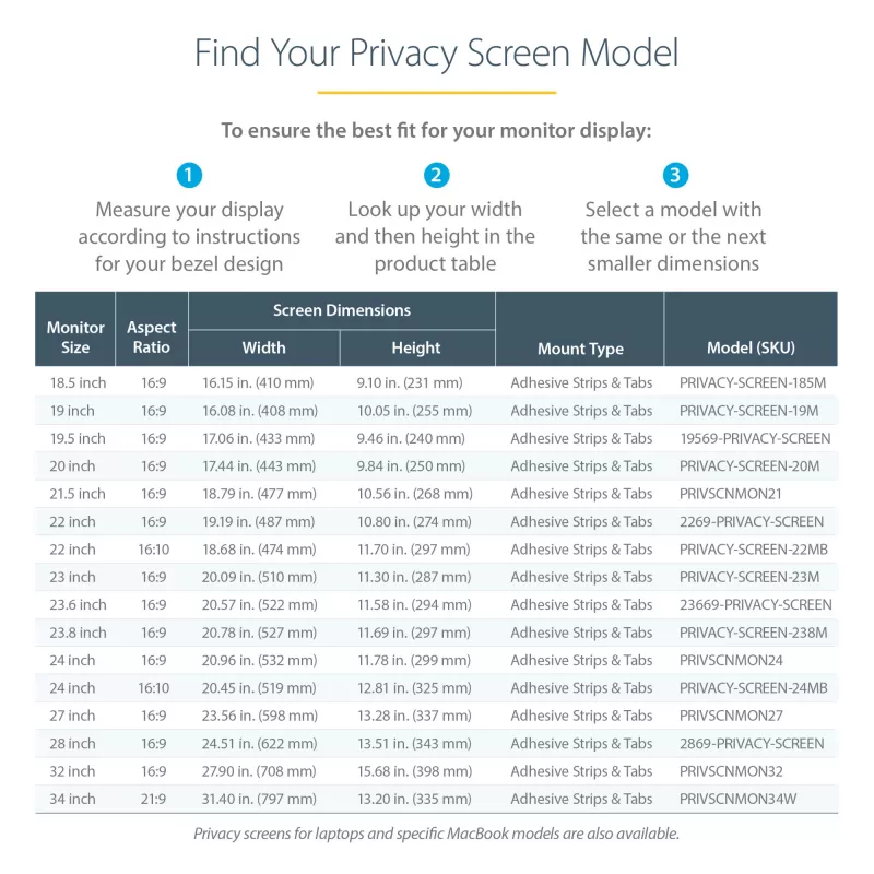 StarTech.com Proteção de privacidade de ecrã para monitor de 23,8 polegadas – Filtro de segurança para ecrã de computador – Película protetora com redução de luz azul – Widescreen 16:9 – Mate/brilhante – +/-30 graus