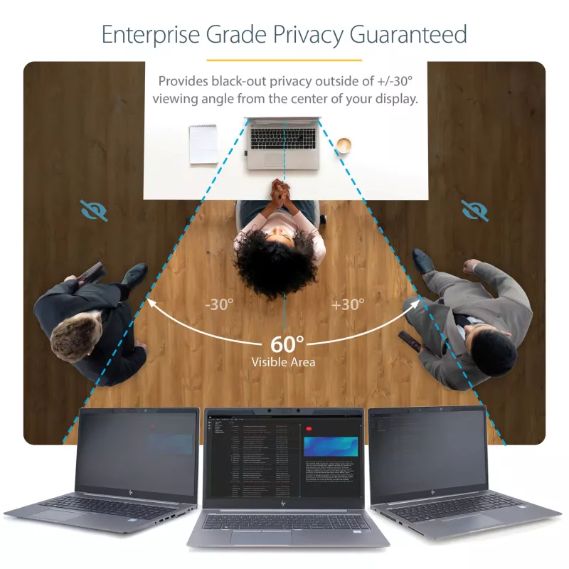 StarTech.com Filtro de privacidade para portátil de 15,6 polegadas – Filtro de segurança magnético e removível para ecrã de portátil – Proteção de ecrã com redução de luz azul – 16:9 – Mate/brilhante – +/-30 graus