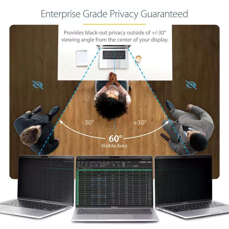 StarTech.com Filtro de privacidade para portátil de 13 polegadas MacBook Pro e MacBook Air – Filtro de segurança magnético e removível – Proteção de ecrã com redução de luz azul 16:10 – Mate/brilhante – +/-30 graus