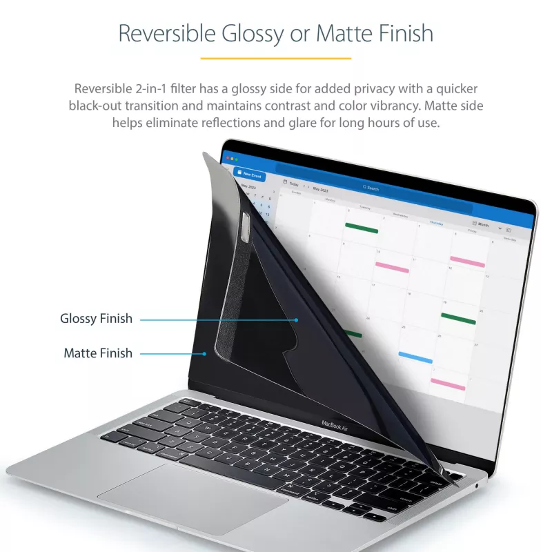 StarTech.com Filtro de privacidade para portátil de 13 polegadas MacBook Pro e MacBook Air – Filtro de segurança magnético e removível – Proteção de ecrã com redução de luz azul 16:10 – Mate/brilhante – +/-30 graus