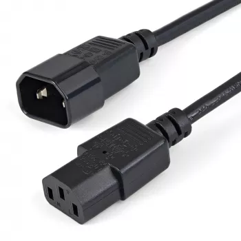 StarTech.com Cabo de extensão de alimentação de 1m, C14 para C13, 10A 125V, 18AWG, cabo de extensão de alimentação para computador, cabo de alimentação AC IEC-320-C14 para IEC-320-C13 para fontes de alimentação, listado UL