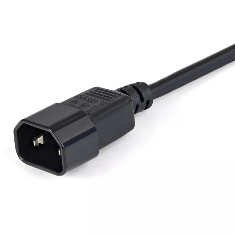 StarTech.com Cabo de extensão de alimentação de 1m, C14 para C13, 10A 125V, 18AWG, cabo de extensão de alimentação para computador, cabo de alimentação AC IEC-320-C14 para IEC-320-C13 para fontes de alimentação, listado UL