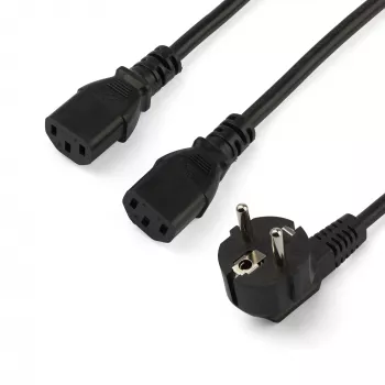 StarTech.com Cabo de alimentação para computador de 2m (6ft) em Y, 18AWG, EU Schuko para 2x C13, 10A 250V, cabo AC de substituição preto, cabo de alimentação para impressora, cabo para fonte de alimentação de PC, cabo de alimentação para monitor – listado UL