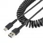 StarTech.com Cabo de carregamento USB-A para C de 1m, cabo espiral, heavy duty, carregamento rápido e sincronização, cabo USB 2.0 A para USB Type-C de alta qualidade, fibra de aramida robusta, cabo USB macho para macho durável
