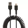 StarTech.com Cabo de carregamento USB-A para C de 50cm (20in), cabo espiral heavy duty carregamento rápido e sincronização, cabo USB 2.0 A para USB Type-C de alta qualidade, fibra de aramida robusta, cabo USB macho para macho durável