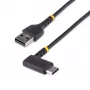 StarTech.com Cabo de carregamento USB-A para C de 1ft (30cm), em ângulo – cabo USB-C de carregamento rápido robusto – preto USB 2.0 A para Type-C – fibra de aramida resistente – 3A – cabo de carregamento USB