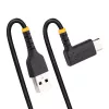 StarTech.com Cabo de carregamento USB-A para C de 1ft (30cm), em ângulo – cabo USB-C de carregamento rápido robusto – preto USB 2.0 A para Type-C – fibra de aramida resistente – 3A – cabo de carregamento USB