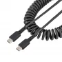 StarTech.com Cabo de carregamento USB-C de 1m, cabo espiral, heavy duty, carregamento rápido e sincronização, cabo USB 2.0 Type-C, fibra de aramida robusta, cabo USB macho para macho durável, preto
