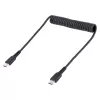 StarTech.com Cabo de carregamento USB-C de 20in (50cm), cabo espiral, robusto, carregamento rápido e sincronização, USB 2.0 Type-C, com fibra de aramida resistente, cabo USB macho para macho durável, preto