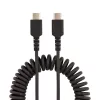 StarTech.com Cabo de carregamento USB-C de 20in (50cm), cabo espiral, robusto, carregamento rápido e sincronização, USB 2.0 Type-C, com fibra de aramida resistente, cabo USB macho para macho durável, preto