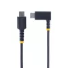 StarTech.com Cabo de carregamento USB-C de 3ft (1m), em ângulo reto – 60 W PD 3 A – cabo USB-C de carregamento rápido robusto – preto, USB 2.0 Type-C – reforçado com fibra de aramida – cabo de carregamento USB
