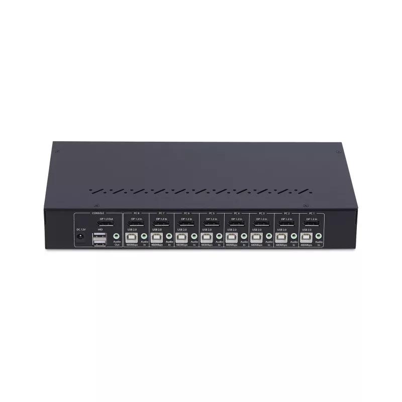 Comutador KVM DisplayPort StarTech.com de 8 portas com kit de montagem em rack 1U, 4K 60Hz DP 1.2, comutação por teclas e atalhos, hub USB de 4 portas, independente do sistema operativo, compatível com TAA