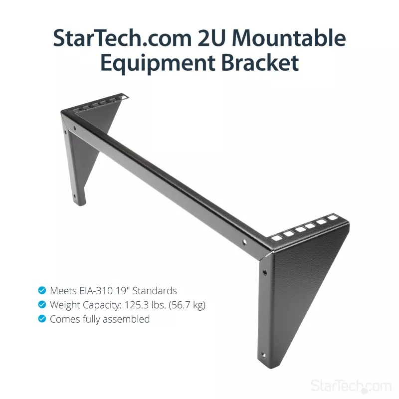 Suporte de parede vertical StarTech.com 2U 19 polegadas para equipamentos em aço