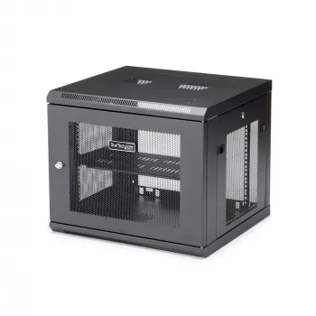 Armário de rede de montagem na parede StarTech.com 4 postes 9U com prateleira 1U, rack de servidor de parede 19 polegadas para equipamentos de dados/AV/eletrónica/informática, caixa de rack ventilada pequena