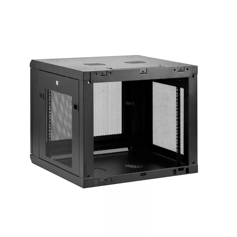 Armário de rede de montagem na parede StarTech.com 4 postes 9U com prateleira 1U, rack de servidor de parede 19 polegadas para equipamentos de dados/AV/eletrónica/informática, caixa de rack ventilada pequena